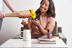doTERRA Clary Calm ingredients label highlights the blend's herbaceous notes.