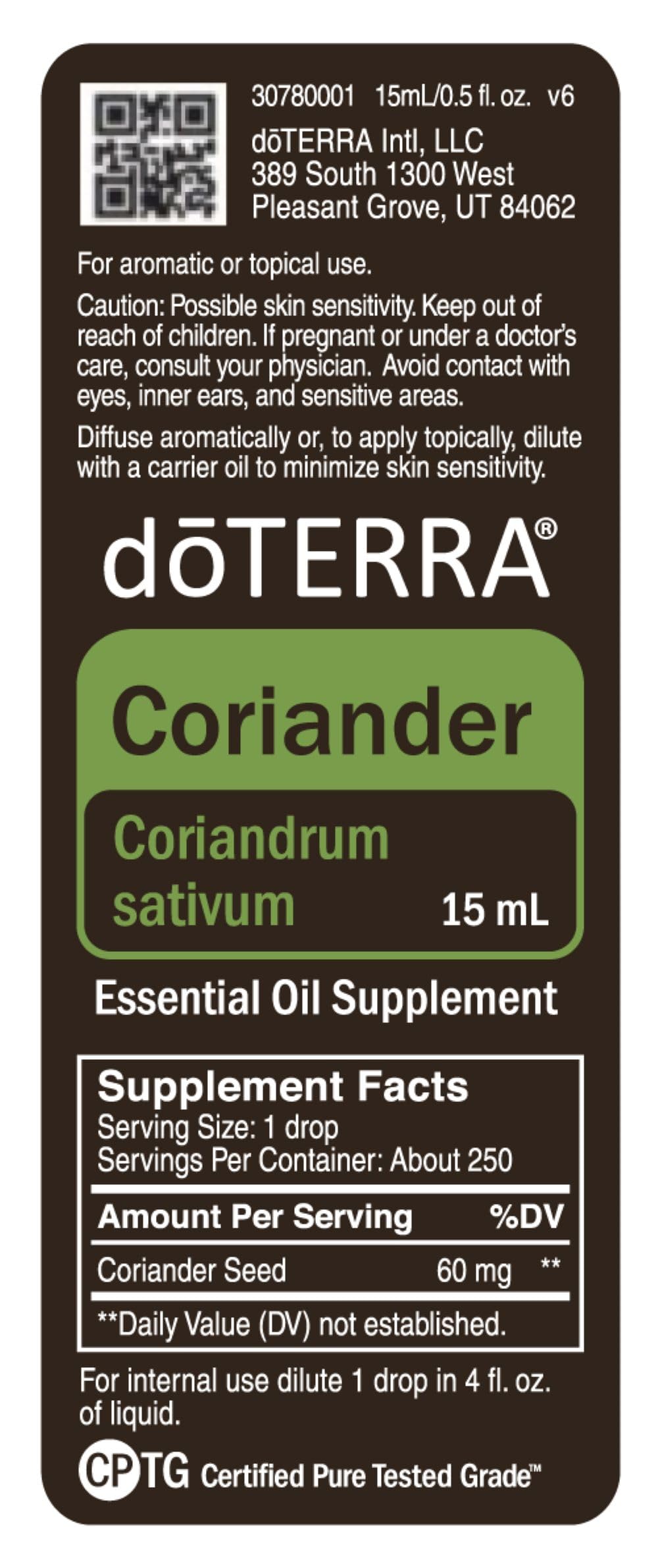 doTERRA Coriander essential oil application on neck or feet for relaxation