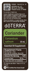 doTERRA Coriander essential oil application on neck or feet for relaxation