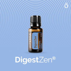 doTERRA DigestZen ingredients list shows Ginger and Peppermint for digestion.
