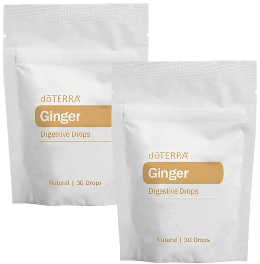 doTERRA Ginger Throat Digestive Drops individually wrapped for convenient on-the-go use.