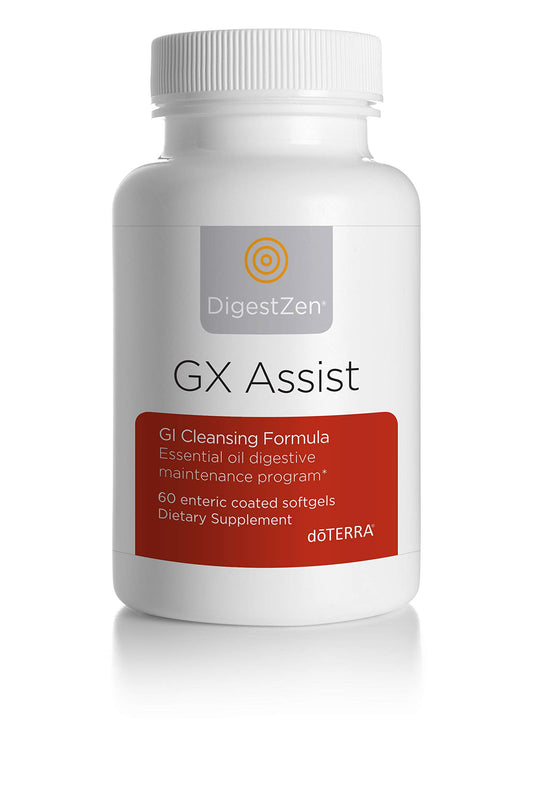 doTERRA GX Assist bottle displaying CPTG blend ready for a 10-day digestive prep
