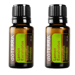doTERRA Lemon Eucalyptus Oil 2-pack bottle, refreshing aroma for cleansing surfaces and fresh air.