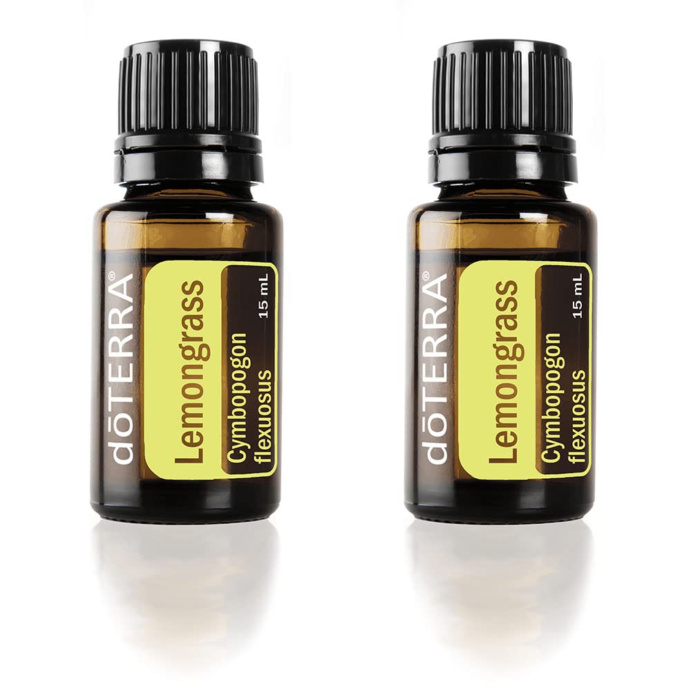 doTERRA Lemongrass Essential Oil bottle front view for refreshing spaces