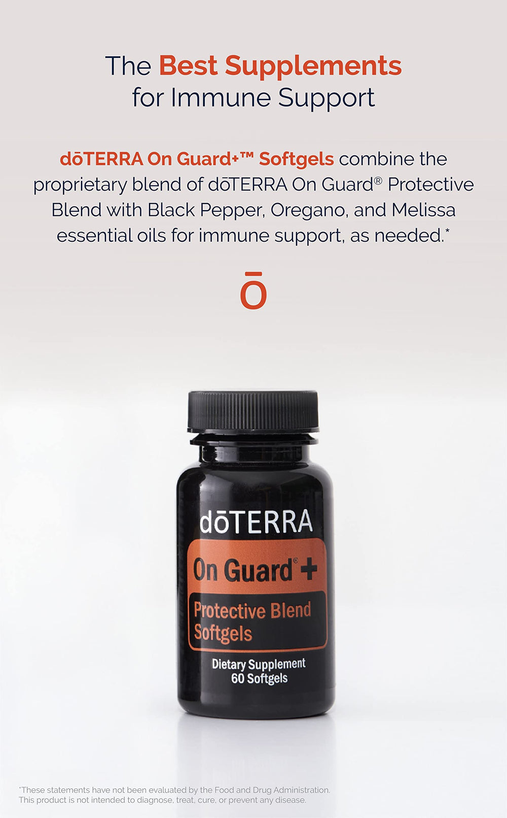 doTERRA On Guard softgels label close-up highlighting antioxidant benefits