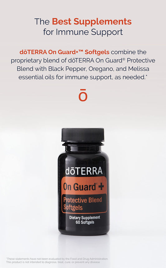 doTERRA On Guard softgels label close-up highlighting antioxidant benefits