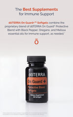 doTERRA On Guard softgels label close-up highlighting antioxidant benefits