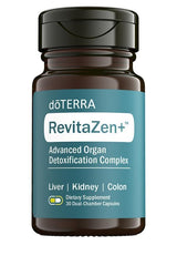 doTERRA RevitaZen+ bottle front showing daily detox support