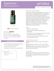 doTERRA Spearmint leaf label highlights natural, refreshing quality.