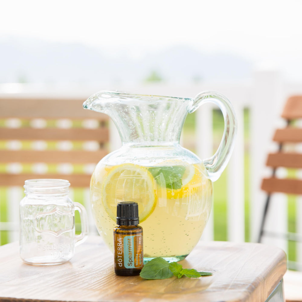 doTERRA Spearmint on toothbrush promotes a bright, clean mouth feel.