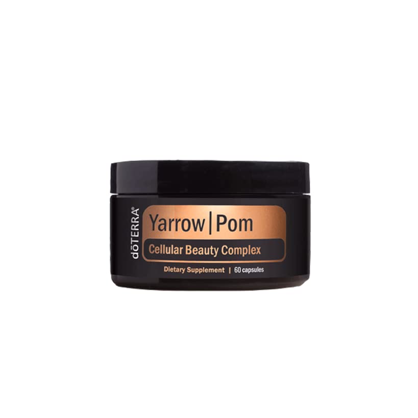 doTERRA Yarrow Pom Capsules closeup of ingredients signaling antioxidant support for skin
