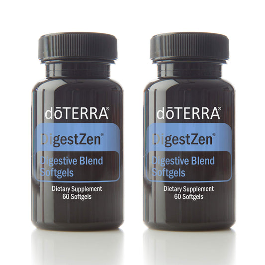 doTERRA DigestZen softgels bottle for convenient digestive support after meals