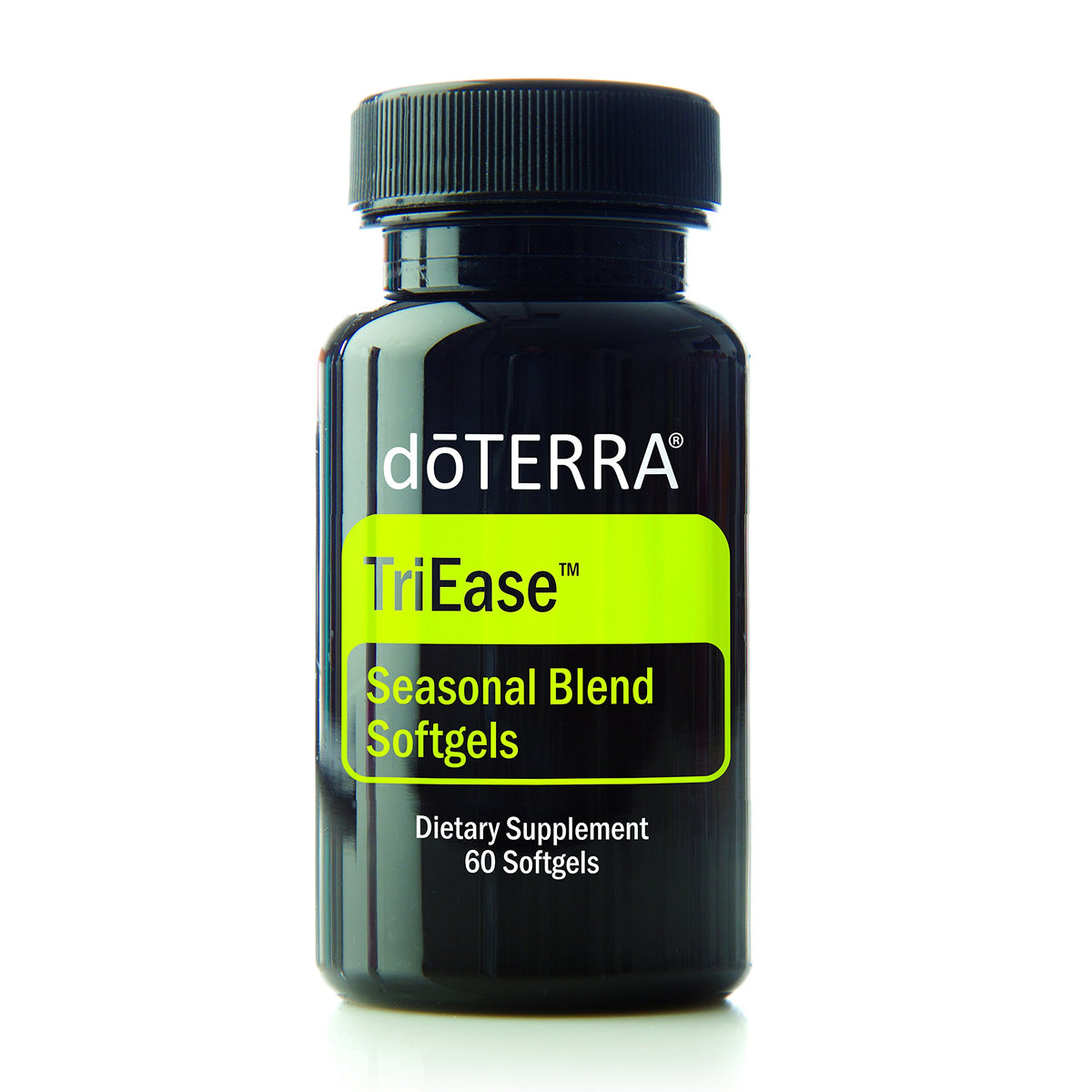 doTERRA TriEase softgels bottle showcasing seasonal blend for breathing comfort and daily wellness