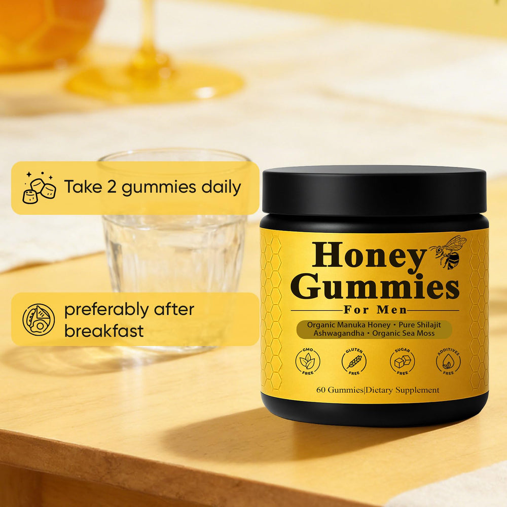 Dotkara Honey Gummies gummy texture close-up, chewy and tasty.