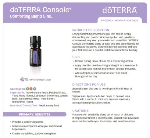doTERRA Console frankincense detail, resin aroma that evokes grounding rituals.