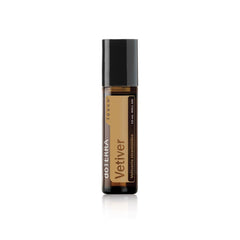 doTERRA Vetiver Touch roller bottle close-up for grounding serenity.
