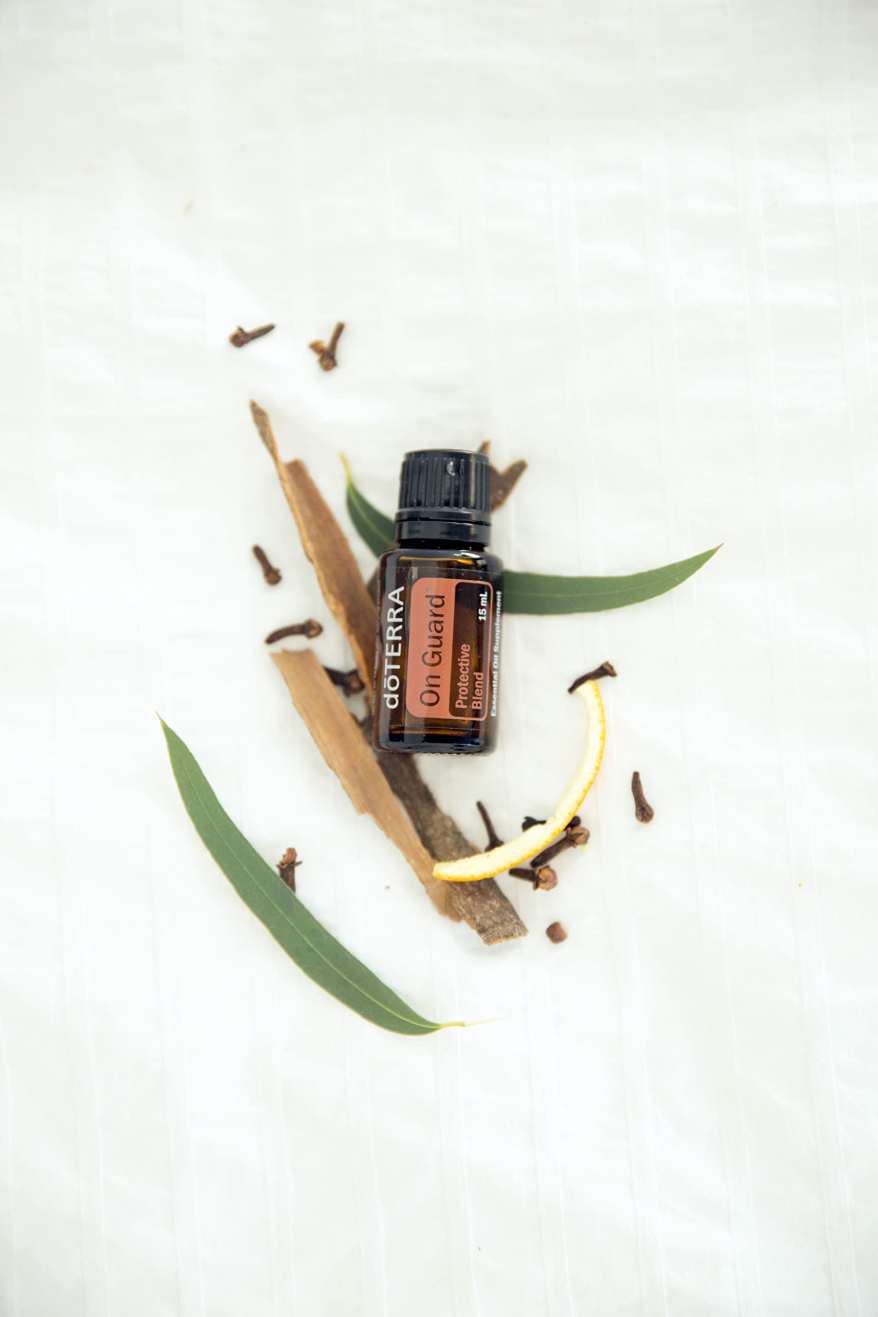 doTERRA On Guard bottle with citrus slices highlighting natural fragrance