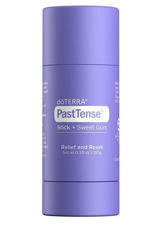 doTERRA PastTense Stick + Sweet Gum packaging for portable relief.