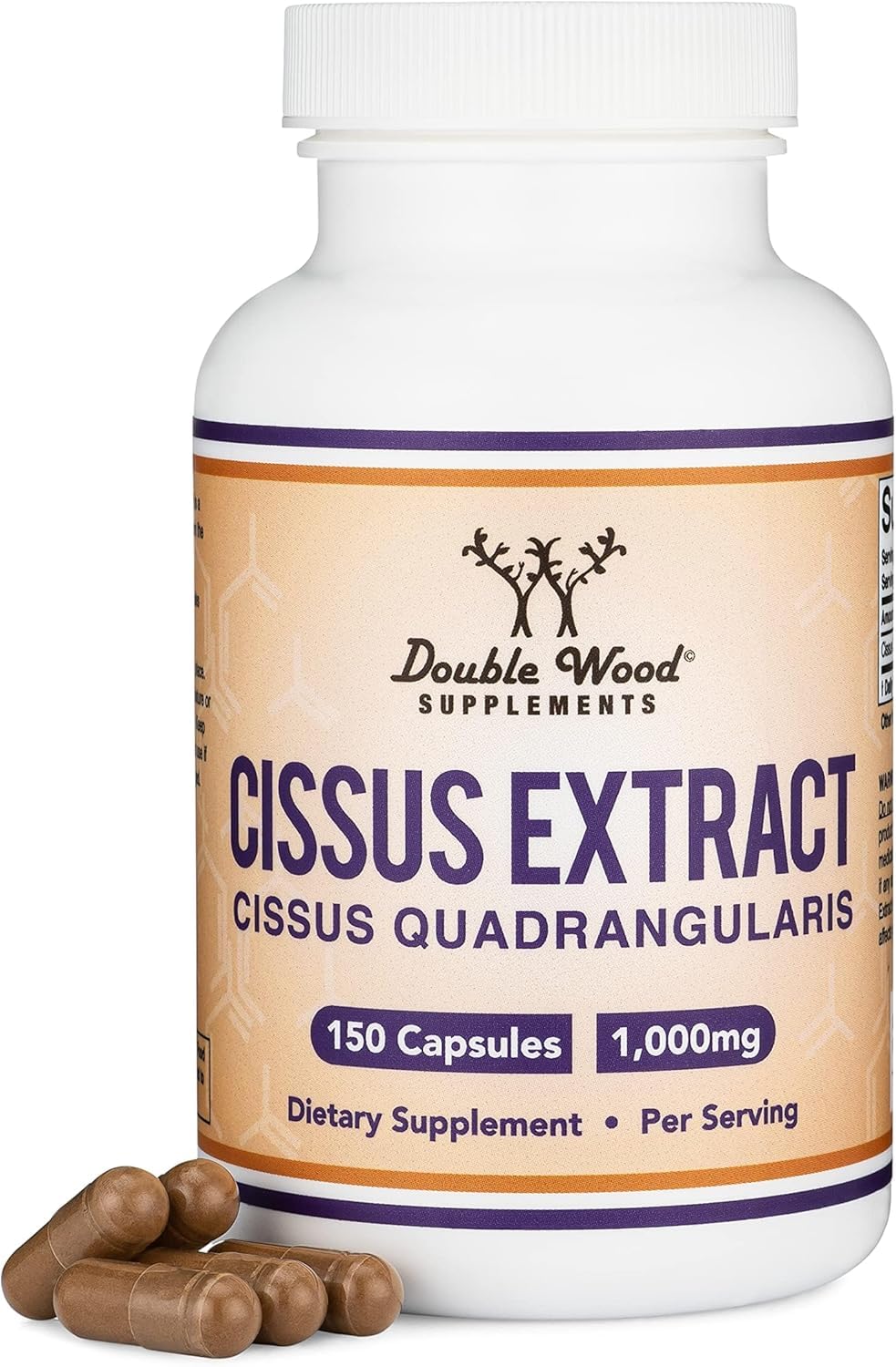 Double Wood Supplements Cissus Super Extract bottle with 1000mg capsules for daily joint support.