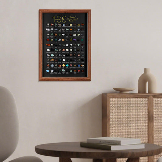 DoubleFill walnut frame display emphasizes labeled specimens for learning.