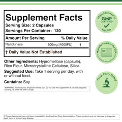 Double Wood Nattokinase label highlights non-GMO gluten-free formulation.