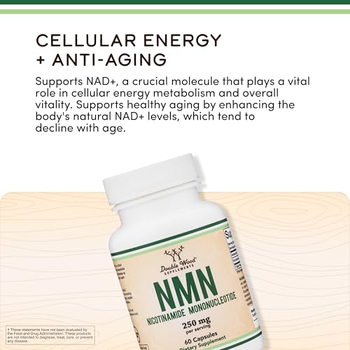 Double Wood NMN capsules being poured for easy daily dosing