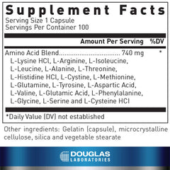 Aminoblend label shows ingredients and suggested-use details for informed dosing.