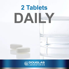 Douglas Laboratories calcium-phosphorus content label shows essential minerals for bone structure.