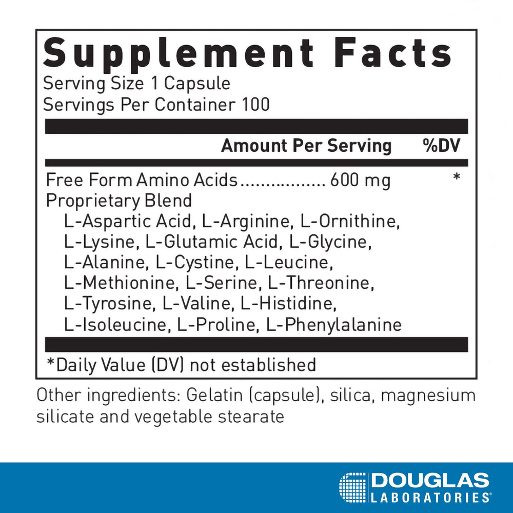 Close-up of the Free Form Amino label highlighting a balanced amino blend