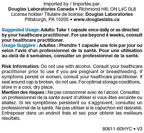 Front label of Douglas Laboratories GABA showing GMO-free and quality cues.