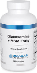 Douglas Laboratories Glucosamine + MSM Forte bottle emphasizing joint health support for aging adults.