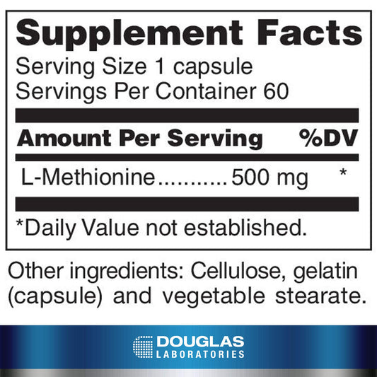 Douglas Laboratories L-Methionine bottle front highlighting convenient daily use