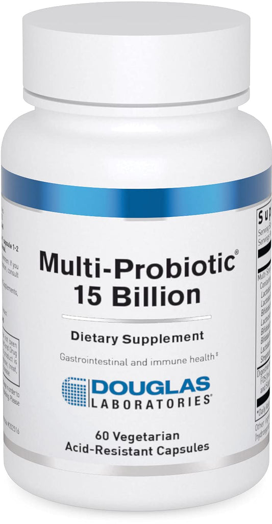 Douglas Laboratories Multi-Probiotic 15 Billion bottle on shelf for convenient daily use.