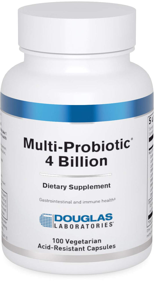 Douglas Laboratories Multi-Probiotic bottle highlights 4B CFU strains for GI support