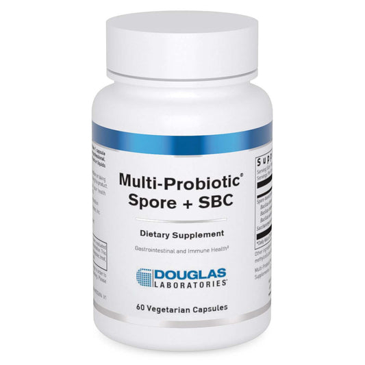 Douglas Laboratories Multi-Probiotic Spore + SBC bottle promotes gut comfort and GI support
