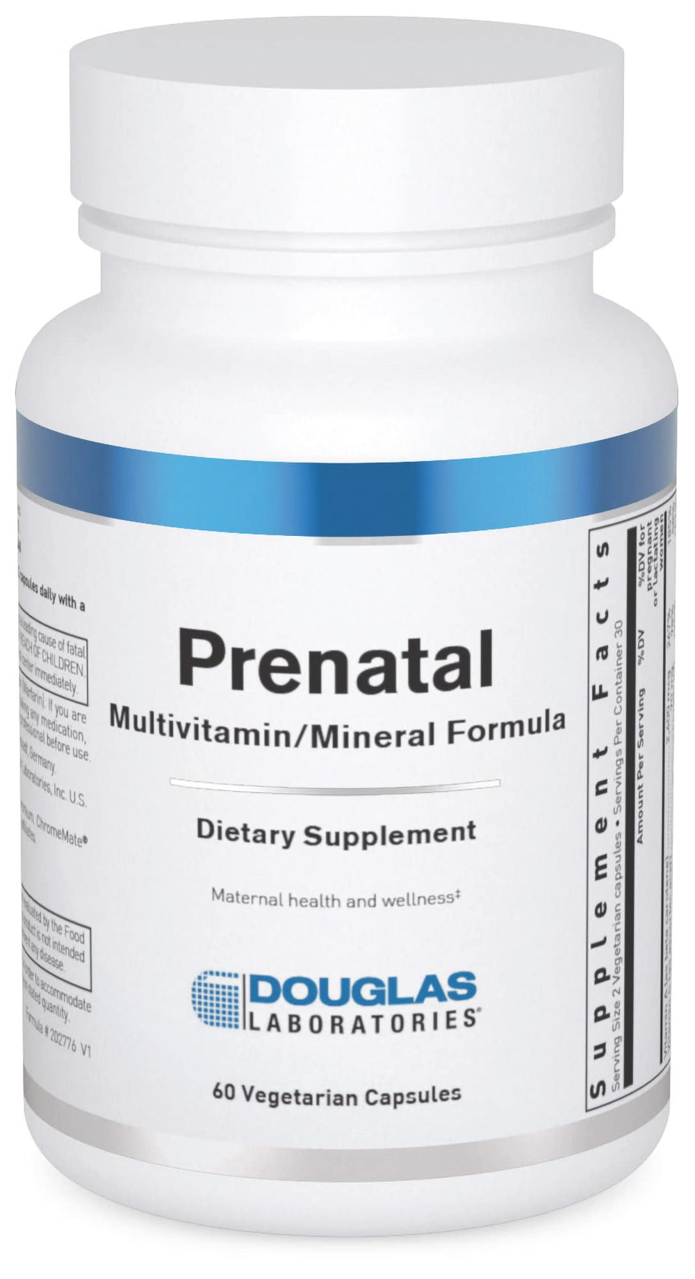 Douglas Laboratories Prenatal bottle front showing complete daily vitamins for maternal nutrition