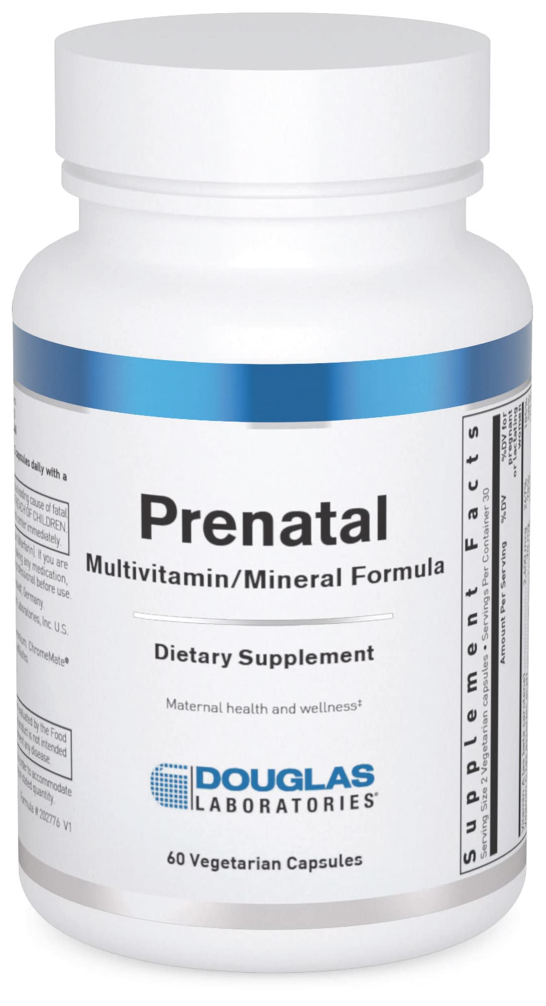 Douglas Laboratories Prenatal bottle front showing complete daily vitamins for maternal nutrition