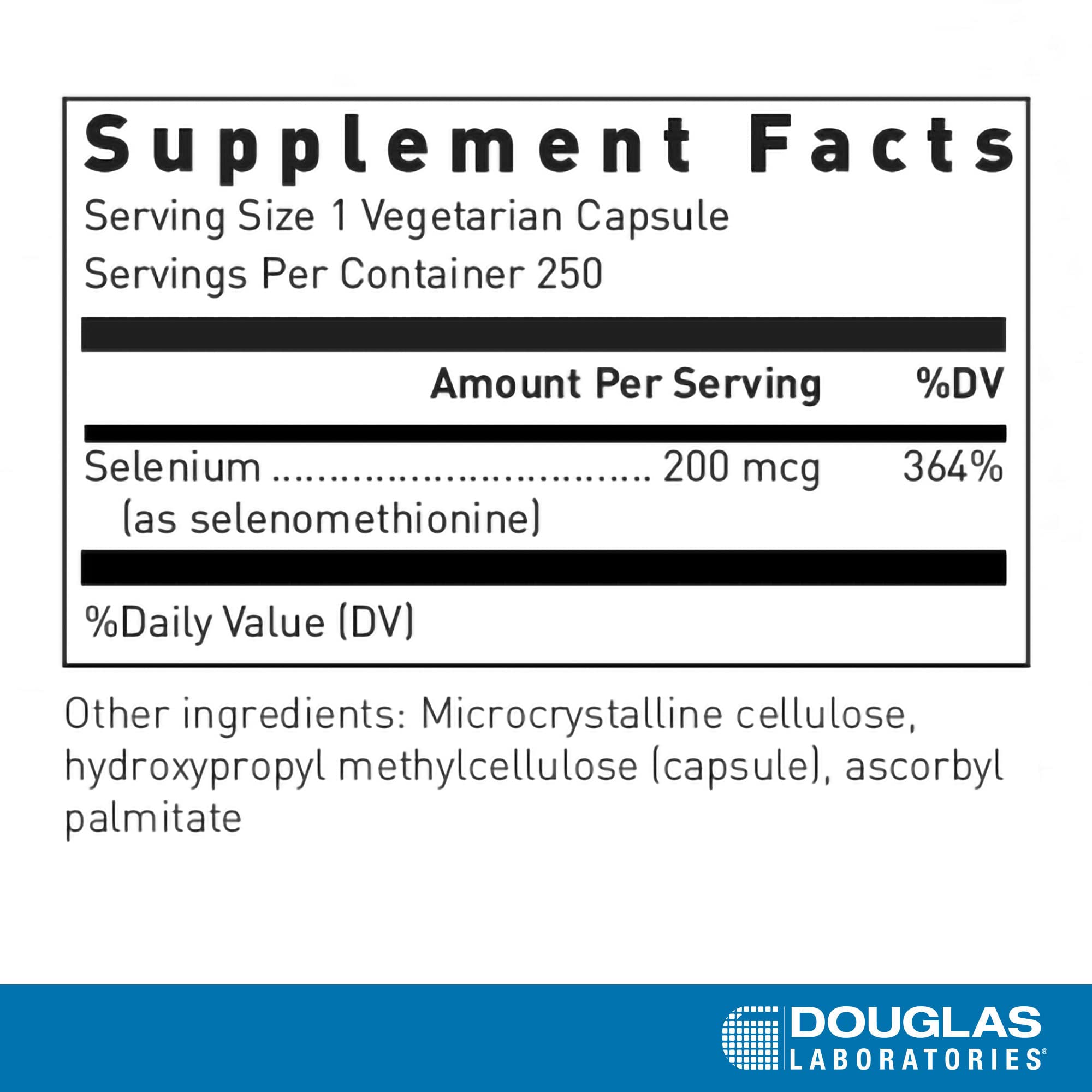 Douglas Laboratories Seleno-Methionine capsules arranged for convenient daily dosing.