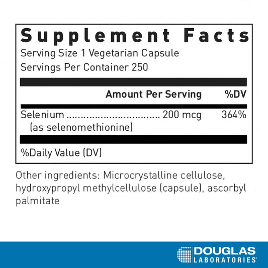 Douglas Laboratories Seleno-Methionine capsules arranged for convenient daily dosing.