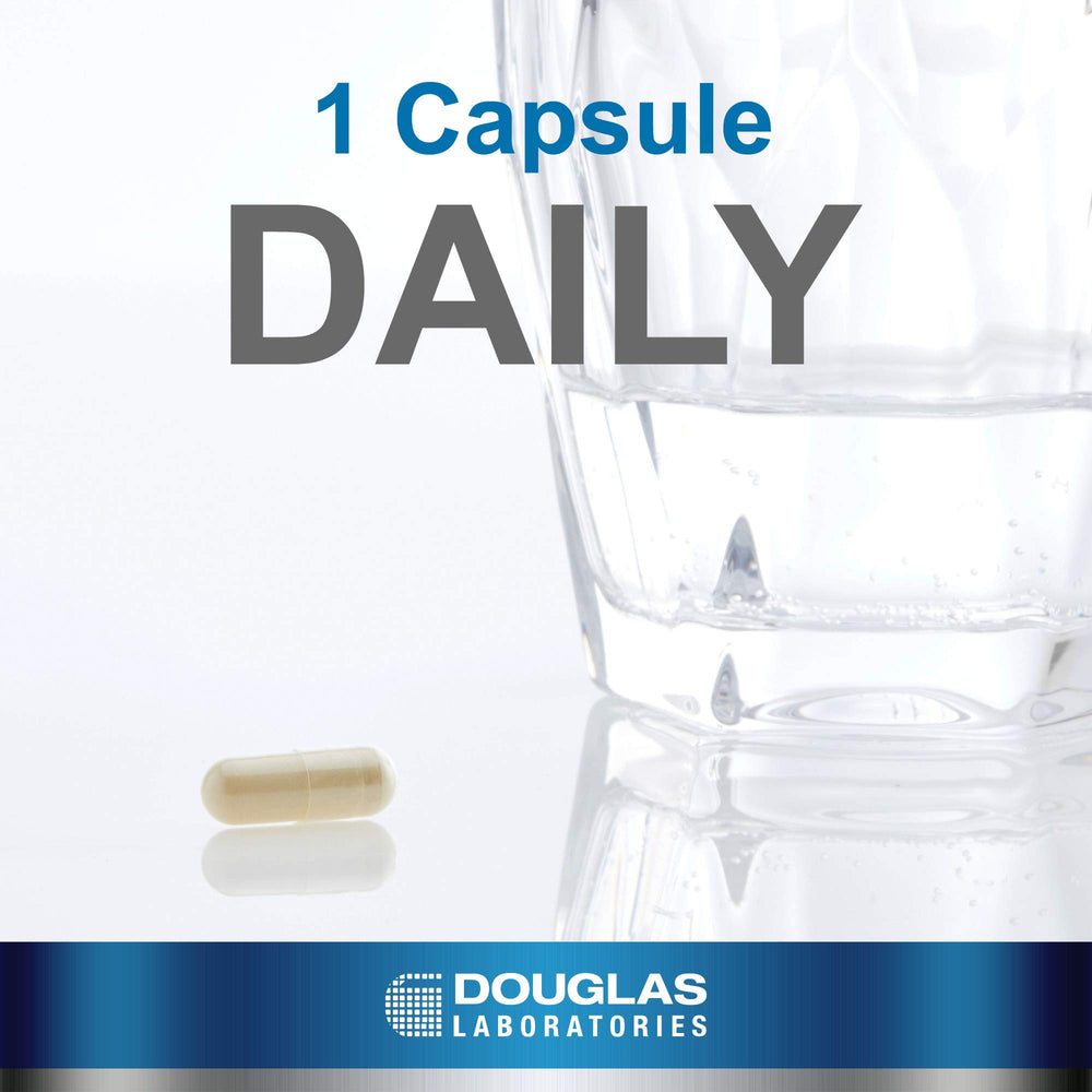 Douglas Laboratories Silymarin capsules front label highlights bottle size and extract.