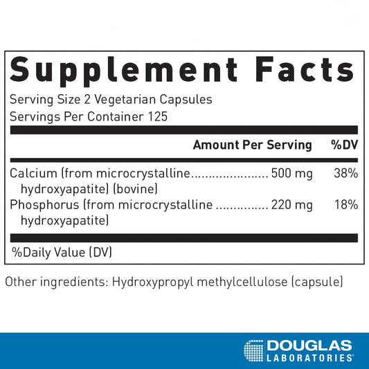Douglas Laboratories teeth and bone health illustration highlights calcium and phosphorus benefits.