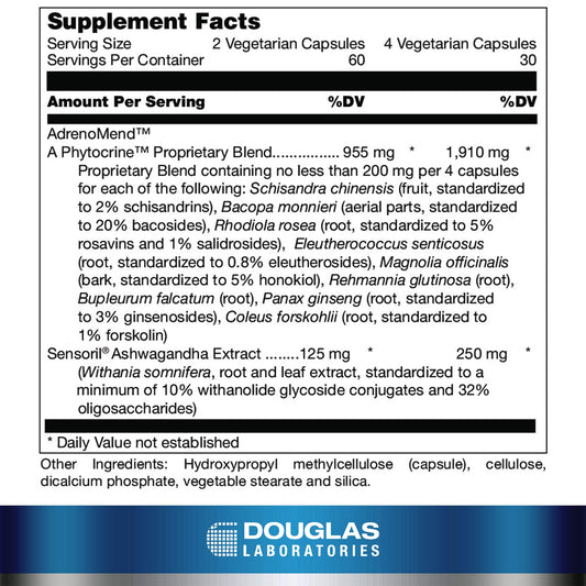 Close-up of AdrenoMend capsules highlighting vegetarian formulation.