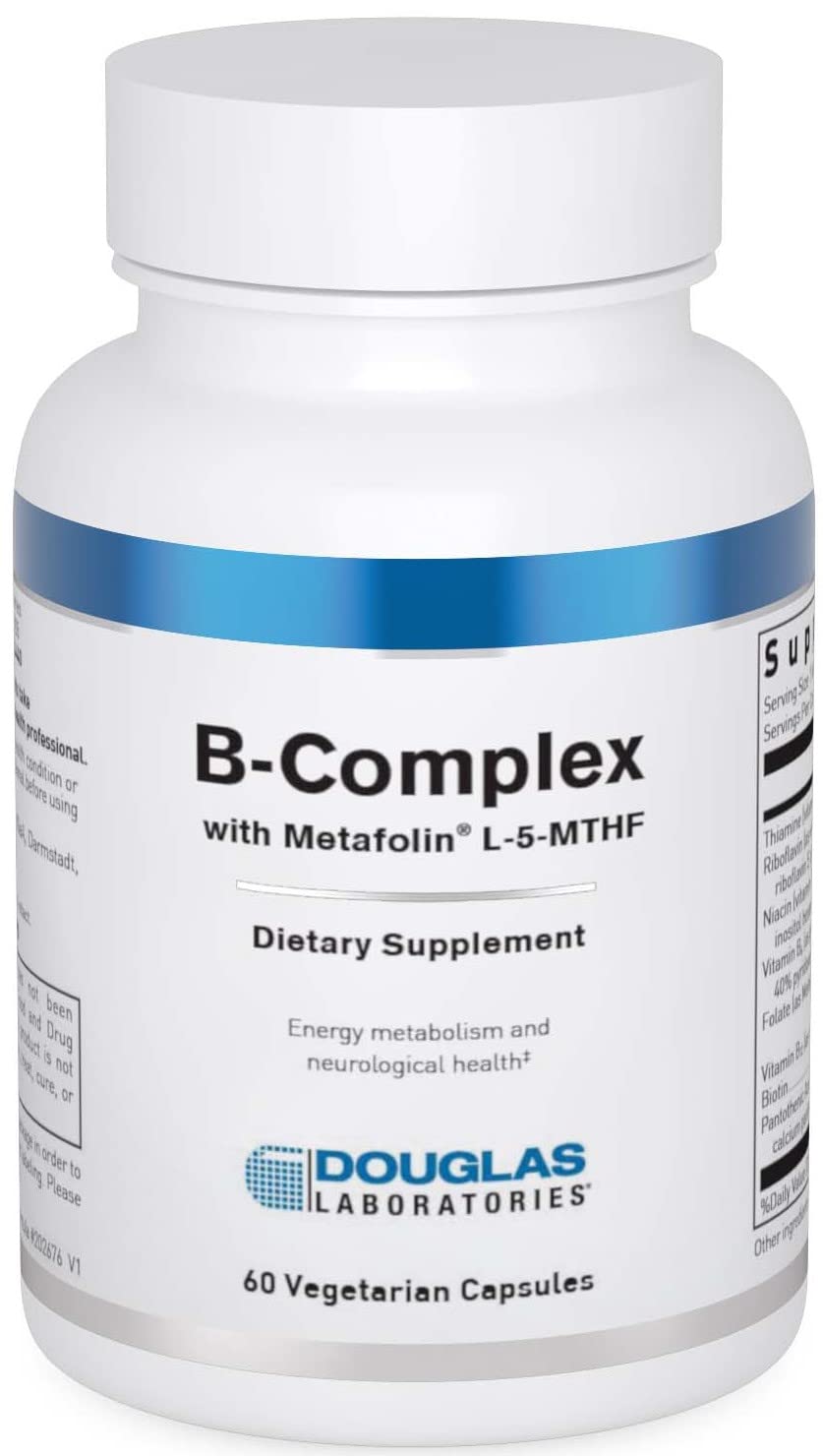 Douglas Laboratories B-Complex with Metafolin bottle front offering energy metabolism support.