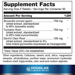 Douglas Laboratories Boswellia-Turmeric Complex capsules for post-exercise recovery potential