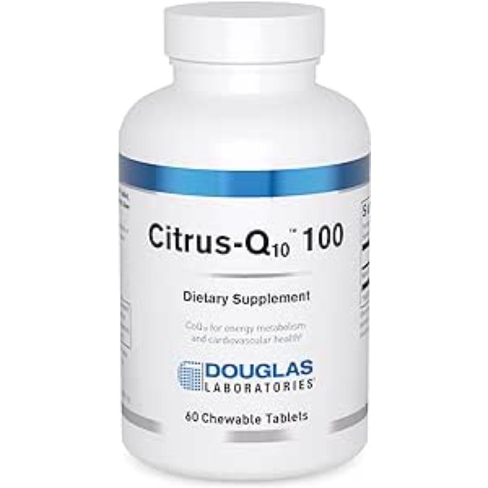 Douglas Laboratories Citrus-Q10 bottle back-label; GMO-free, GMP-compliant quality.