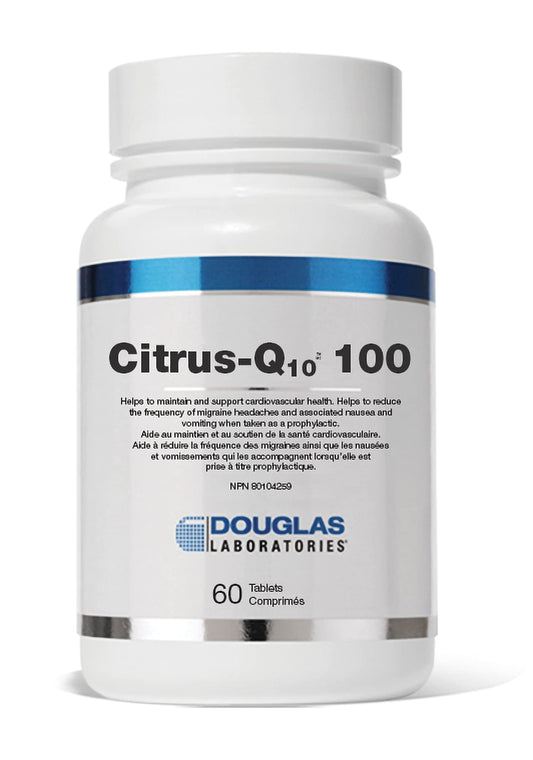 Douglas Laboratories Citrus-Q10 bottle front; convenient chewable for daily wellness.