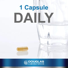 Douglas Laboratories CoQ10 60mg bottle-back-label emphasizing GMP and GMO-free promise