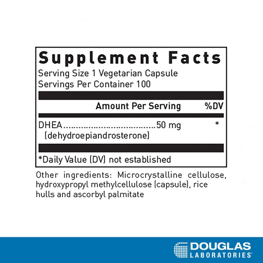 Close-up of the DHEA bottle showing micronized capsules for absorption.
