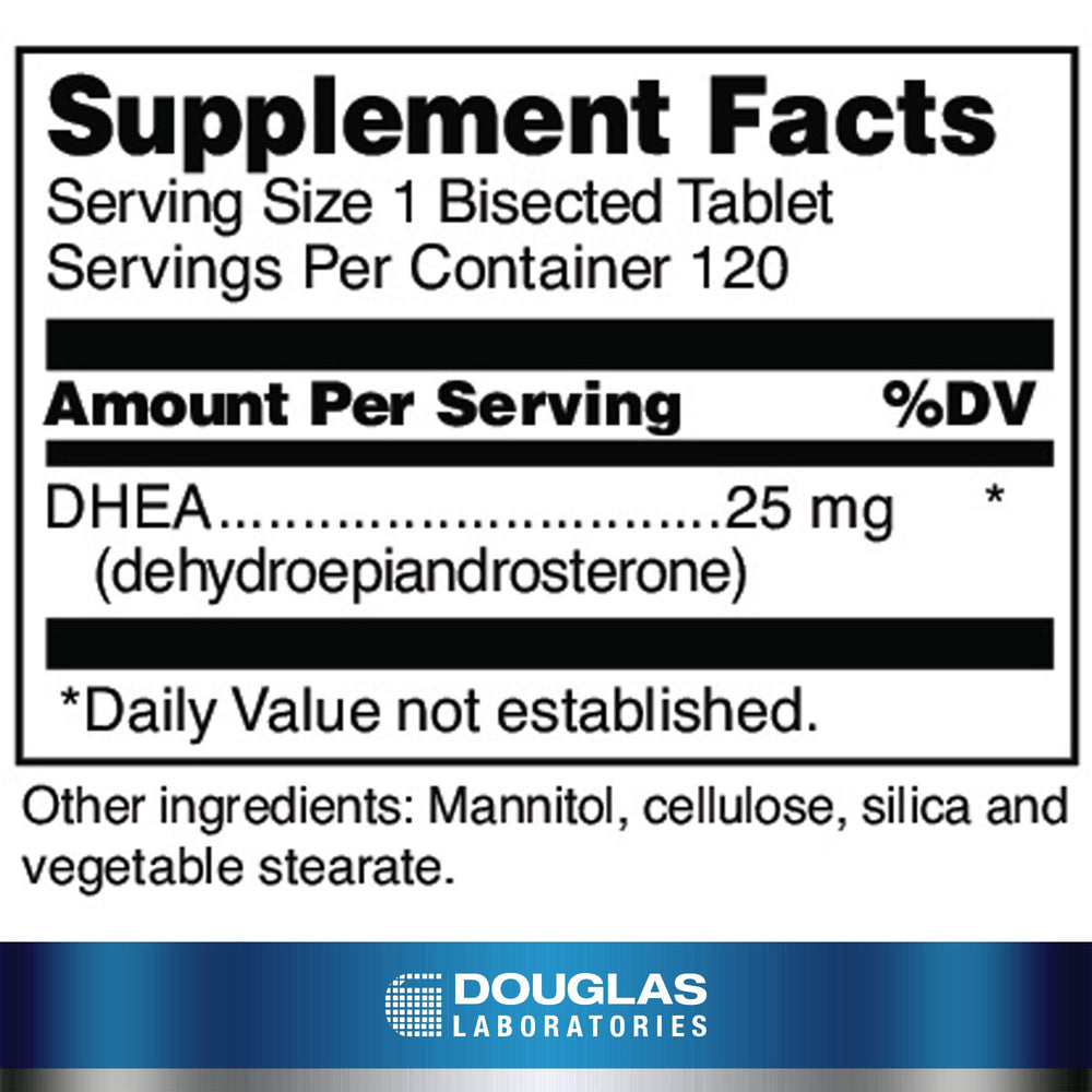 Douglas Laboratories DHEA micronized form highlighting faster absorption potential.