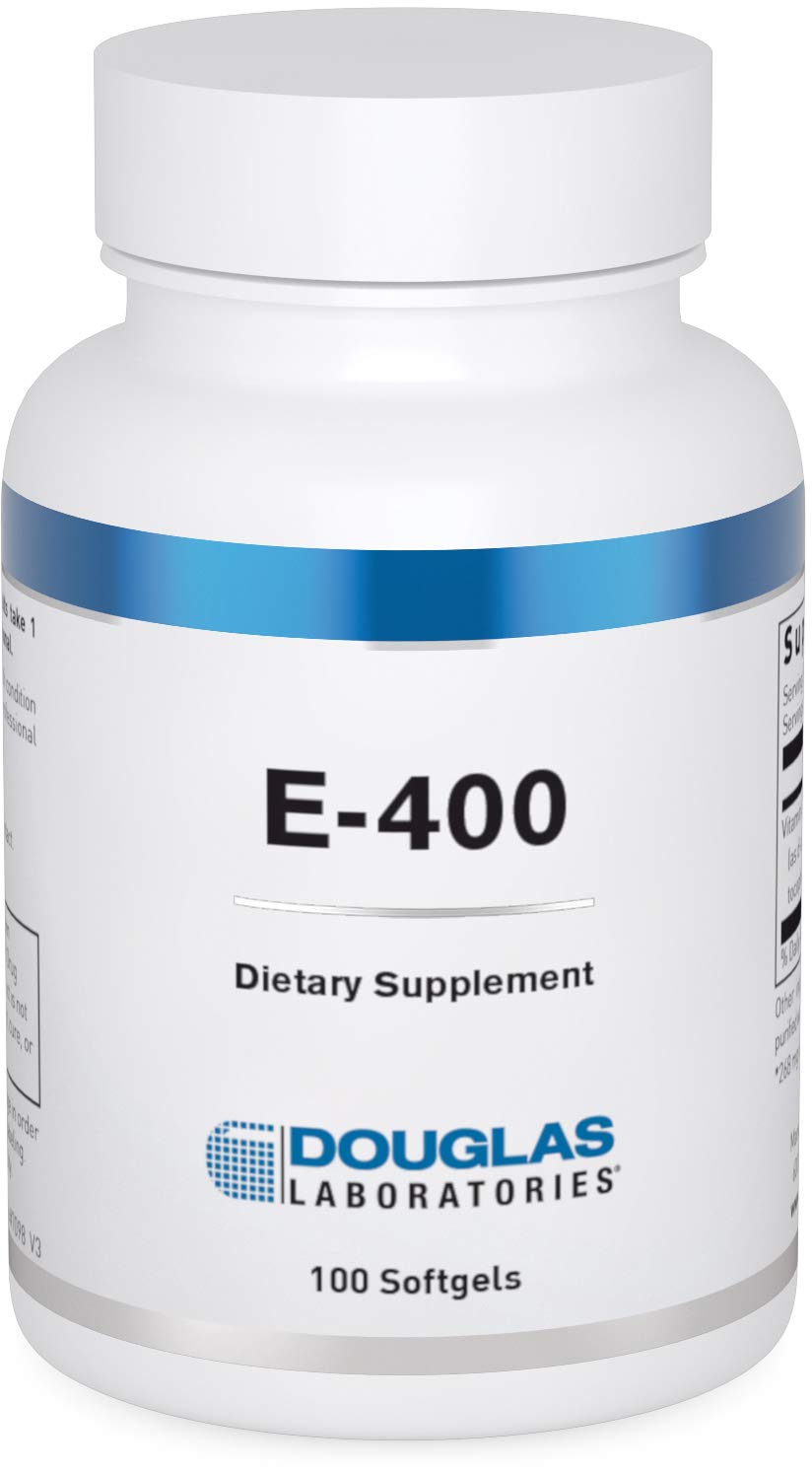 Douglas Laboratories E-400 bottle showing capsules for antioxidant support.
